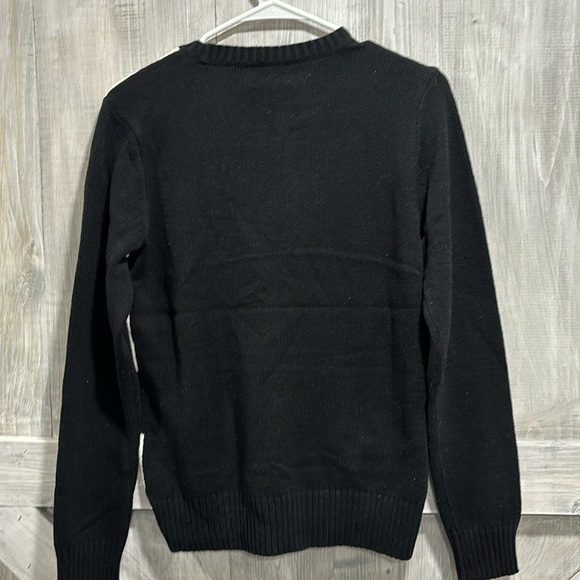 Chaps M women’s black ivory white striped sweater B1 - Picture 4 of 4